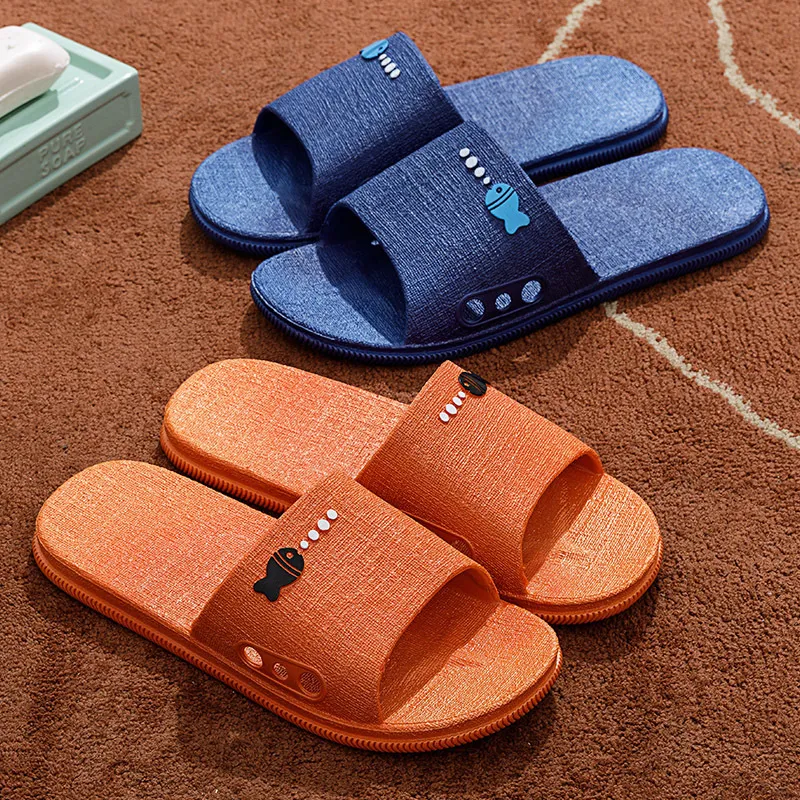 Unisex Simple Solid Color PVC Home Slippers One Word Drag