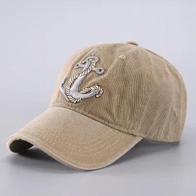 Simple Ship Anchor Washed Cotton Sunshade Bucket Hat