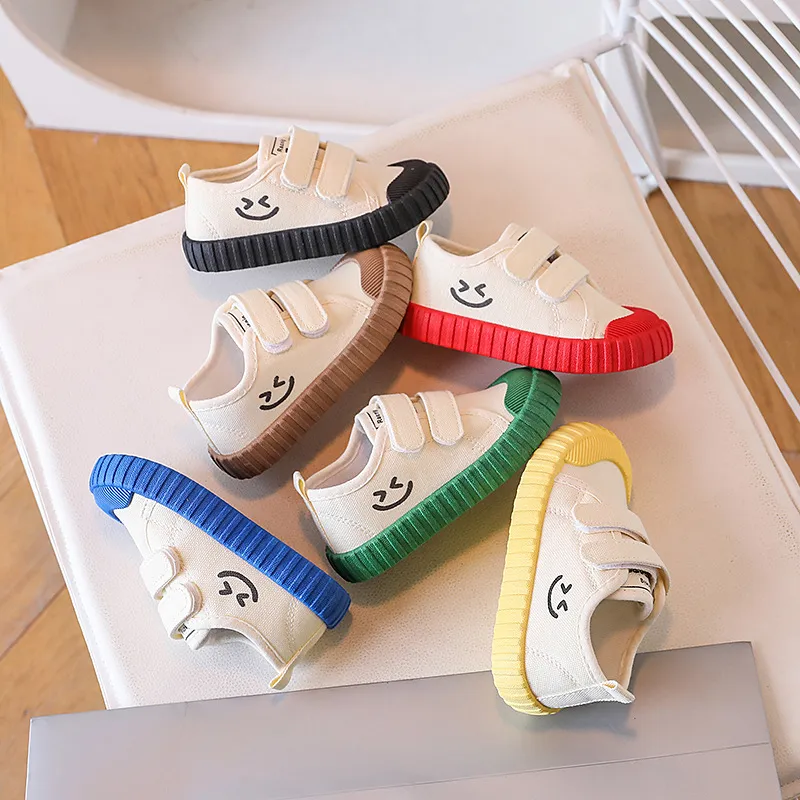 Children Fashion Multicolor Smile Canvas Low Top Shoes