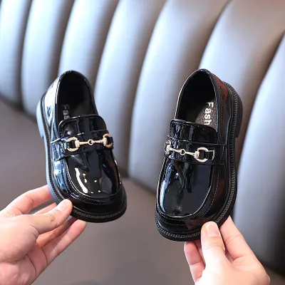 Kids Girls Fashion Solid Color Princess Ultrafilm Leather Shoes