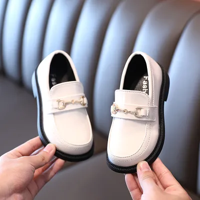 Kids Girls Fashion Solid Color Princess Ultrafilm Leather Shoes