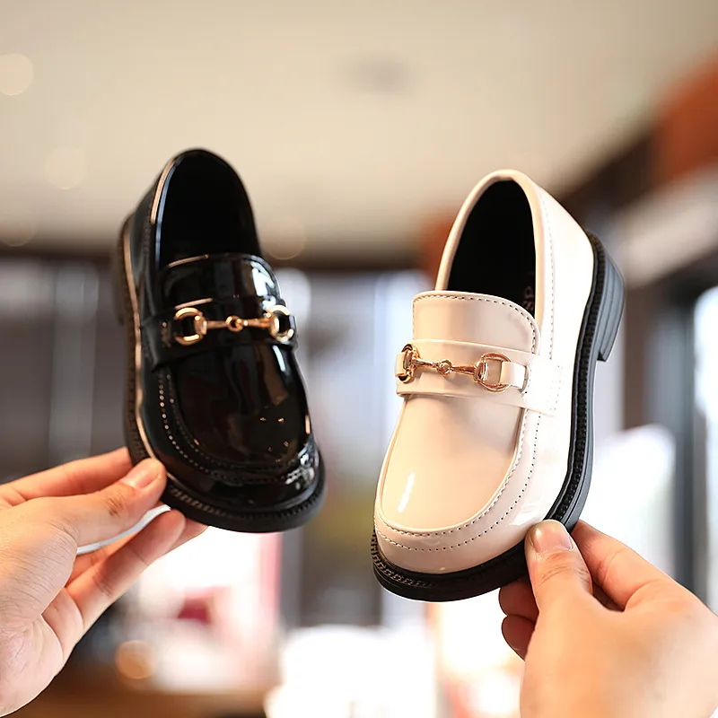 Kids Girls Fashion Solid Color Princess Ultrafilm Leather Shoes