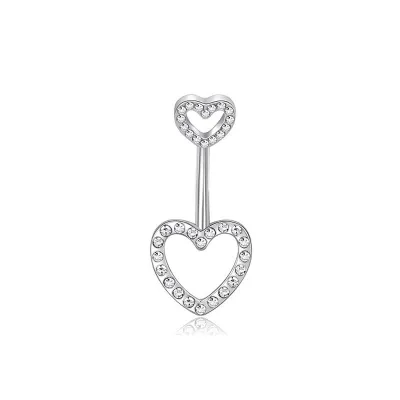 Women Fashion Pink Hollow Heart Navel Body Piercing Jewelry