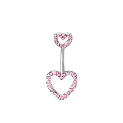 Women Fashion Pink Hollow Heart Navel Body Piercing Jewelry