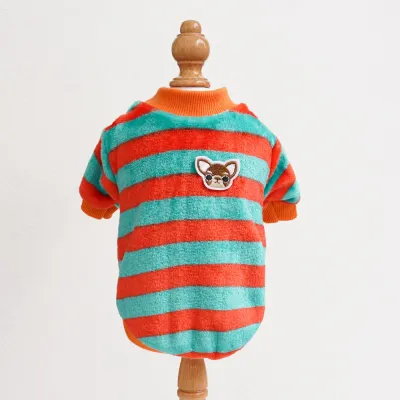 Cartoon Embroidered Stripe Pet Dog Cat Clothes General