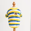 Embroidered Chihuahua Fleece Yellow Blue And White Stripes