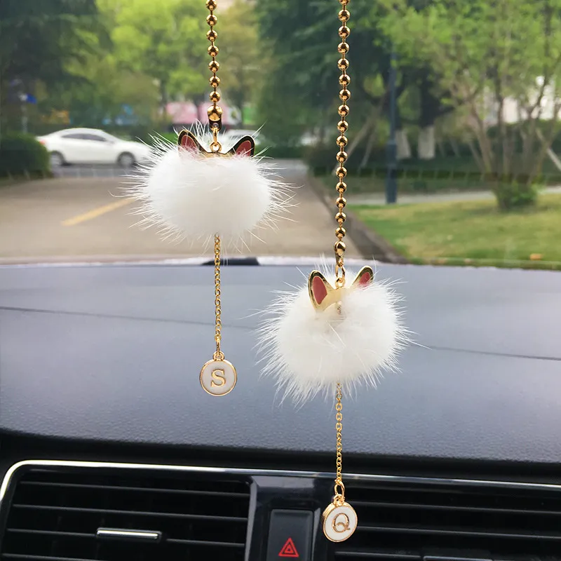 Creative Cute Letters Mink Hair Car Pendant Home Decoration