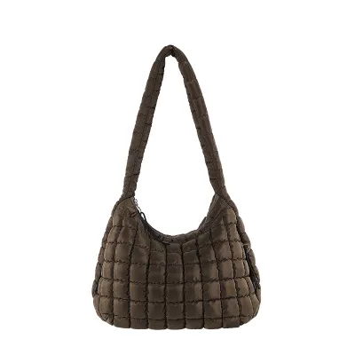 Women Fashionable Solid Color Large Capacity Pleated Cloud Shoulder Bag