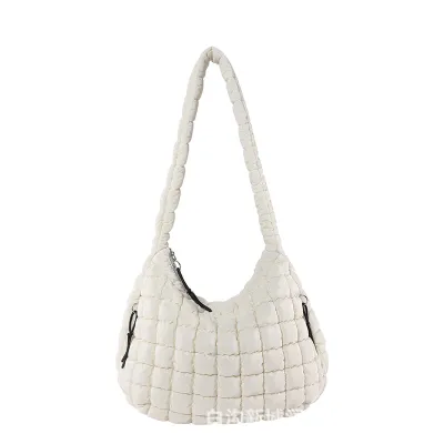 Women Fashionable Solid Color Large Capacity Pleated Cloud Shoulder Bag