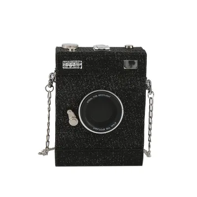 Women Retro Creative Camera Square Crossbody Bag PU Street Trend Latch Closure Vertical Square Small