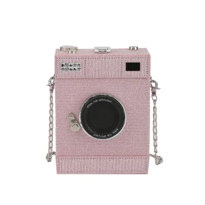 Women Retro Creative Camera Square Crossbody Bag PU Street Trend Latch Closure Vertical Square Small