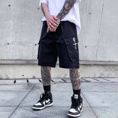Men Street Style Casual Letters Print Cargo Bermuda Shorts