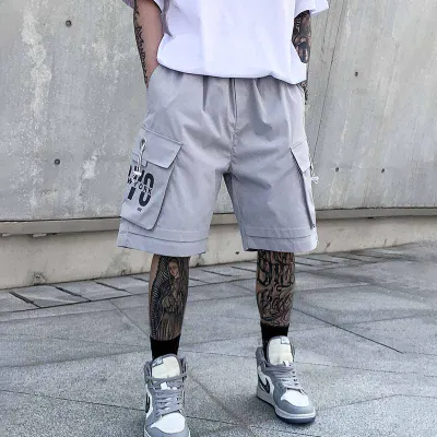 Men Street Style Casual Letters Print Cargo Bermuda Shorts