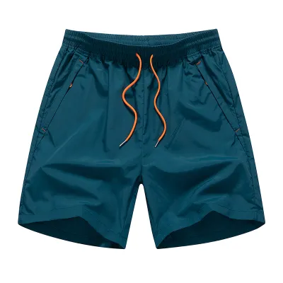 Men Casual Vacation Sports Leisure Quick Dry Solid Color Shorts with Zipper Trim