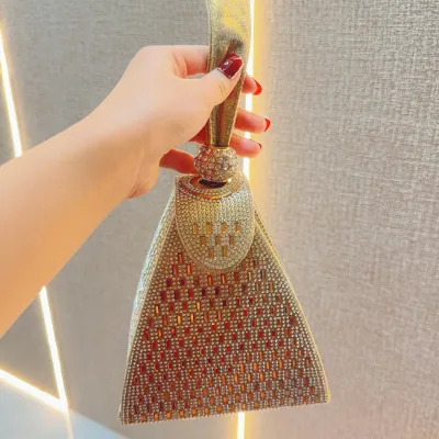 Women Fashion Irregular Rhinestone Handle Evening Bags