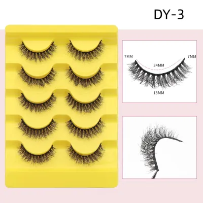 Women Simple Thick Fluffy False Eyelashes Five Pairs Dense Style Chemical Fiber