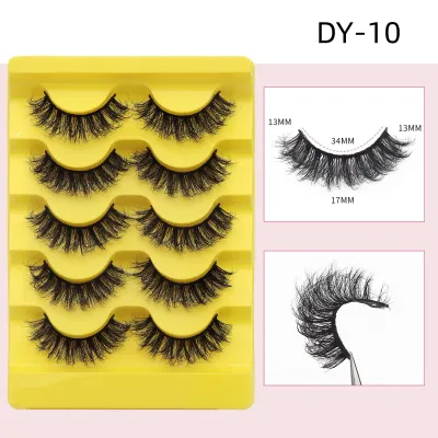 Women Simple Thick Fluffy False Eyelashes Five Pairs Dense Style Chemical Fiber