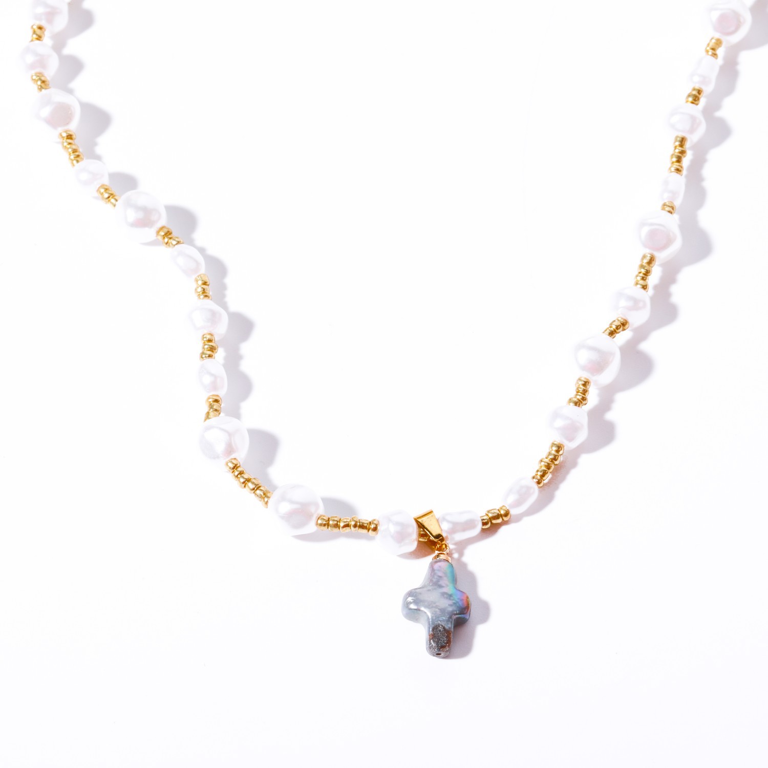 Wholesale Women Fashion Vintage Baroque Pearl Cross Shell