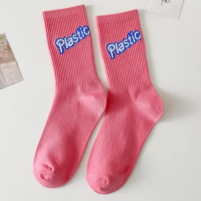 Women Fashion Cute Heart Shaped Leopard Letter Cotton Socks