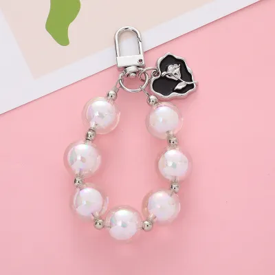 Women Creative Pearl Heart-Shaped Alloy Keychain Pendant