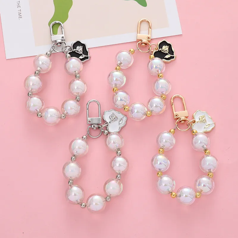 Women Creative Pearl Heart-Shaped Alloy Keychain Pendant