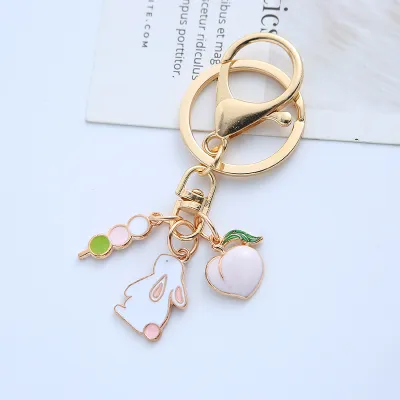Women Fashion Cute Handmade Oil Dripping Rabbit Floral Keychain Pendant