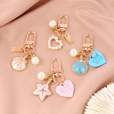 Women Fashion Creative Starfish Shell Key Chain Pendant