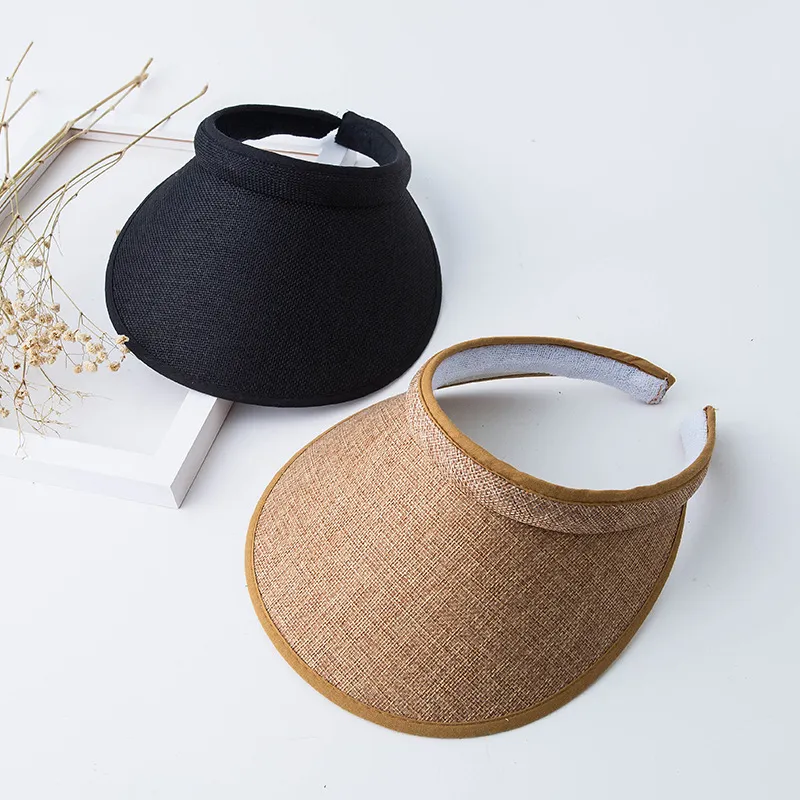 Women's Straw Sun Hat Visor No Roof