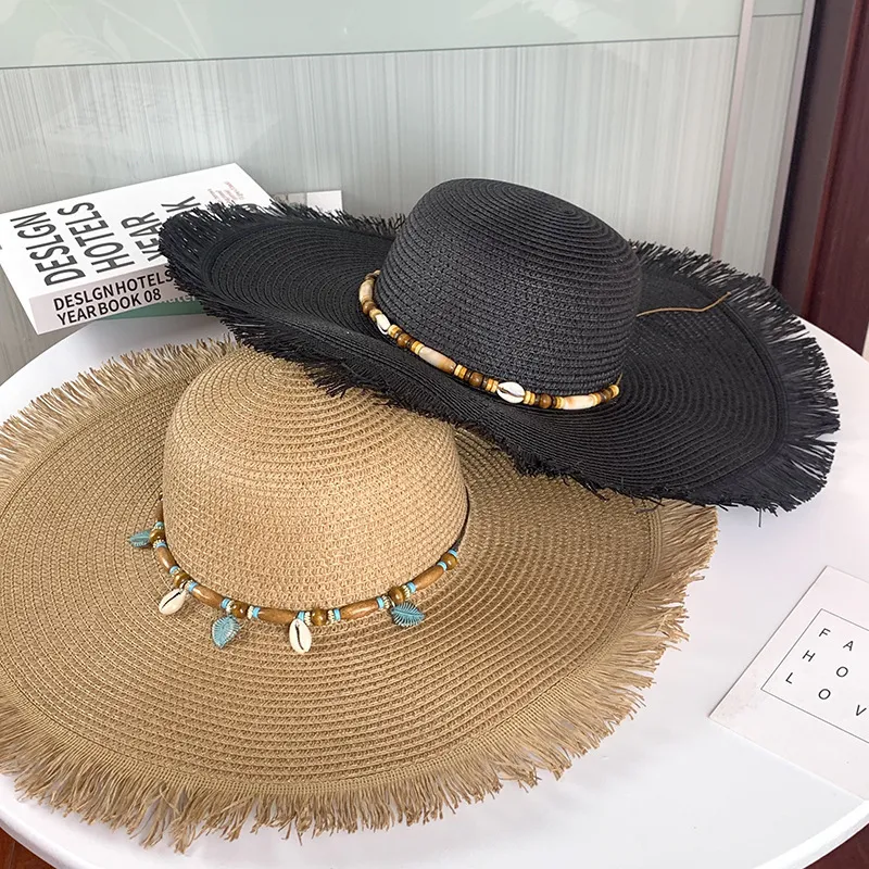 Women's Summer Simple Solid Straw Sun Hat With Tassel