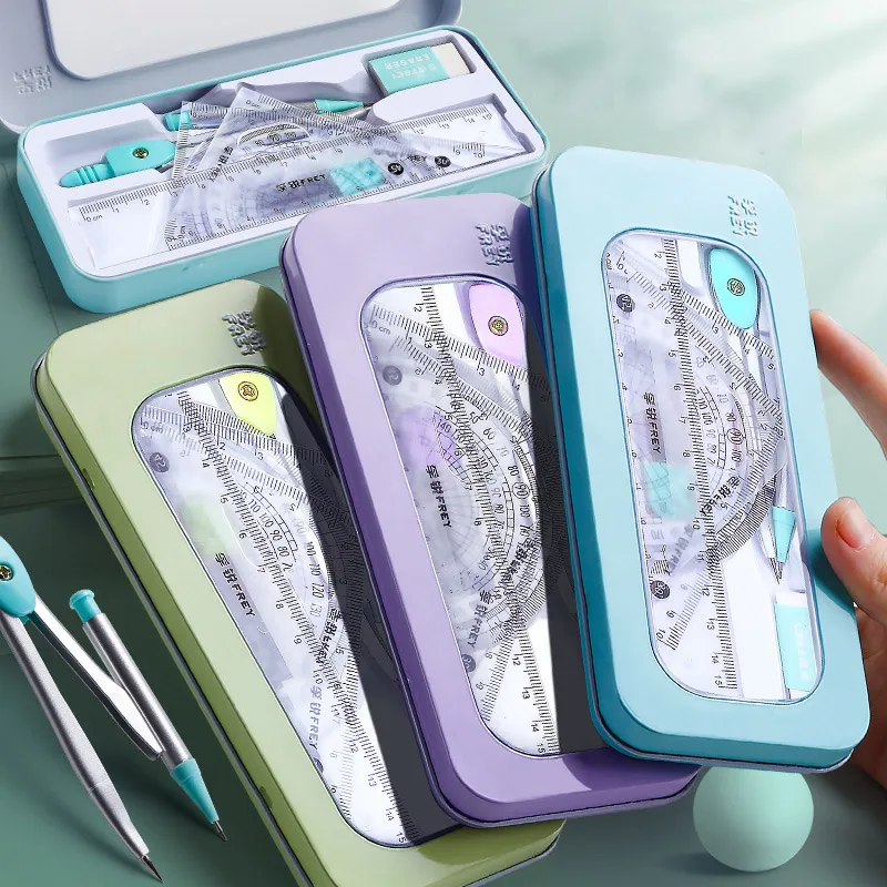 Simple Student Stationery Special Compasses Ruler 7 Pieces Set