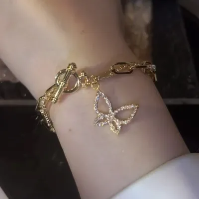 Women Fashion Hollow Butterfly Rhinestone Bracelet Geometric Sweet