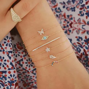 Women Simple Butterfly Rhinestone Leaf Eyes Turquoise Bracelet 6 Pieces Set