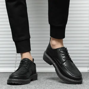 Men Fashion Casual Business British Style Lace-Up Thick-Soled PU Leather Shoes