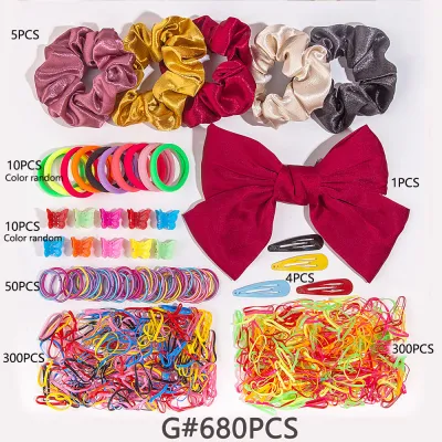 Kids Girls Cute Sweet Cartoon Flower Hair Rope Hairpin Rubber Band Set