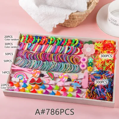 Kids Girls Cute Sweet Cartoon Flower Hair Rope Hairpin Rubber Band Set