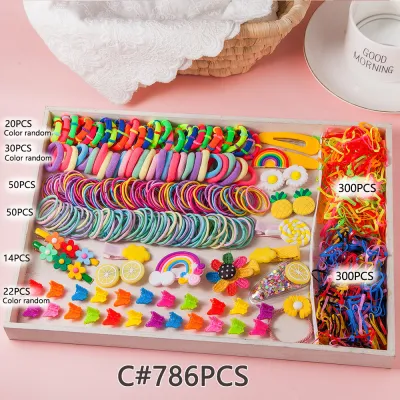Kids Girls Cute Sweet Cartoon Flower Hair Rope Hairpin Rubber Band Set