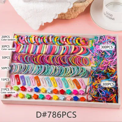 Kids Girls Cute Sweet Cartoon Flower Hair Rope Hairpin Rubber Band Set