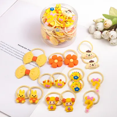 Kids Girls Cute Sweet Cartoon Flower Hair Rope Plastic Resin Elastic Bands