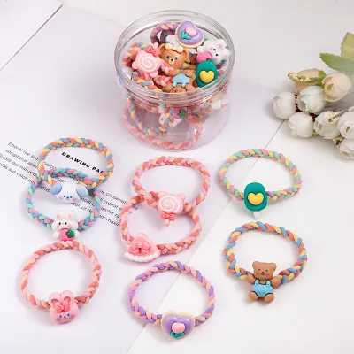 Kids Girls Cute Sweet Cartoon Flower Hair Rope Plastic Resin Elastic Bands