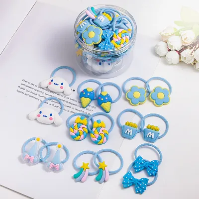 Kids Girls Cute Sweet Cartoon Flower Hair Rope Plastic Resin Elastic Bands