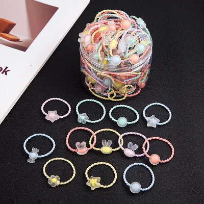 Kids Girls Cute Sweet Cartoon Flower Hair Rope Plastic Resin Elastic Bands