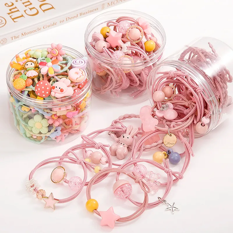 Kids Girls Cute Sweet Cartoon Flower Hair Rope Plastic Resin Elastic Bands