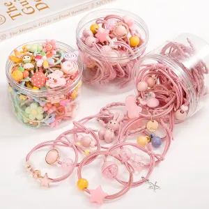 Kids Girls Cute Sweet Cartoon Flower Hair Rope Plastic Resin Elastic Bands