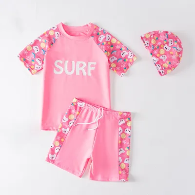 Kids Toddler Big Boys Girls Casual Cute Cartoon Print Short Sleeve Tankinis Swimwear Sets