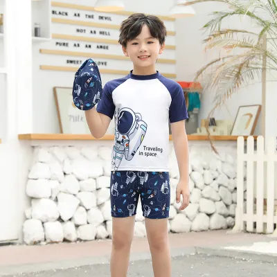 Kids Toddler Big Boys Girls Casual Cute Cartoon Print Short Sleeve Tankinis Swimwear Sets