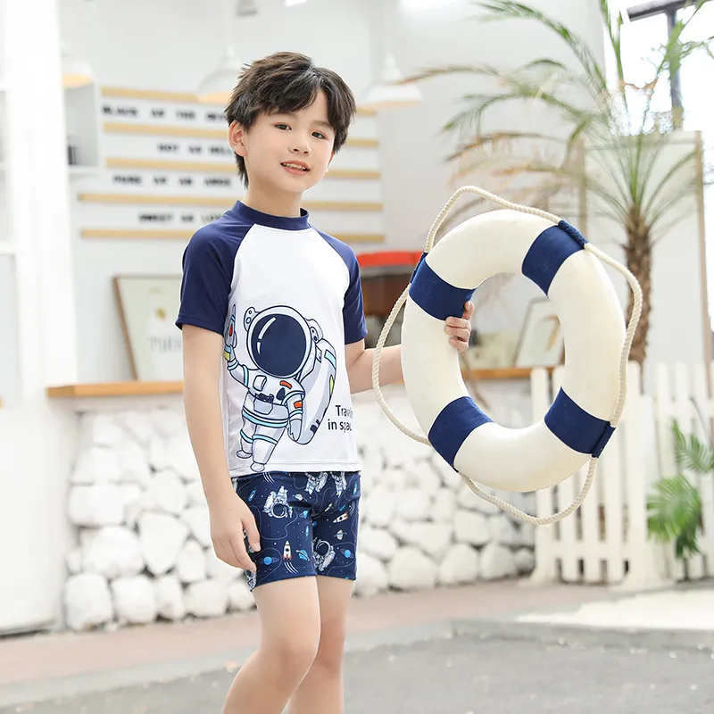 Kids Toddler Big Boys Girls Casual Cute Cartoon Print Short Sleeve Tankinis Swimwear Sets