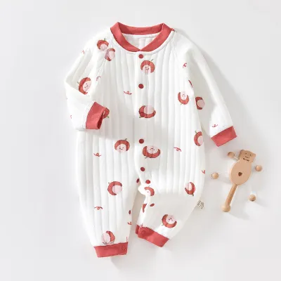 Baby Boys Girls Casual Cute Cartoon Print Long Sleeve Romper Neutral