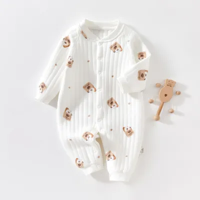 Baby Boys Girls Casual Cute Cartoon Print Long Sleeve Romper Neutral