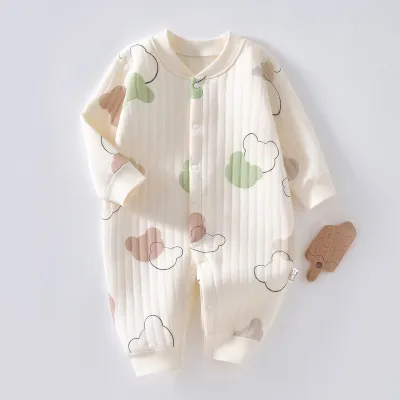 Baby Boys Girls Casual Cute Cartoon Print Long Sleeve Romper Neutral