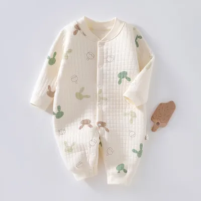 Baby Boys Girls Casual Cute Cartoon Print Long Sleeve Romper Neutral